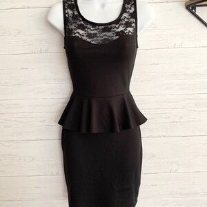 💕3 for $20 Soprano Floral Lace Peplum Little Black Dress